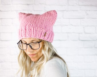 帽子 LOOP YARN SHAGGY CAT EAR KNIT CAP PINK Guest Post: Cabled Pussy Hat | Alaska Knit Nat
