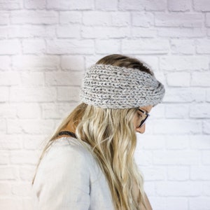 Chunky Knit Twisted Turban Headband, Womens Wide Knitted Ear Warmer Headband image 7