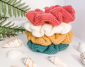 Summer Knitted Hair Scrunchie for Summer, Hair Tie Accessories for Women in Summer Colours