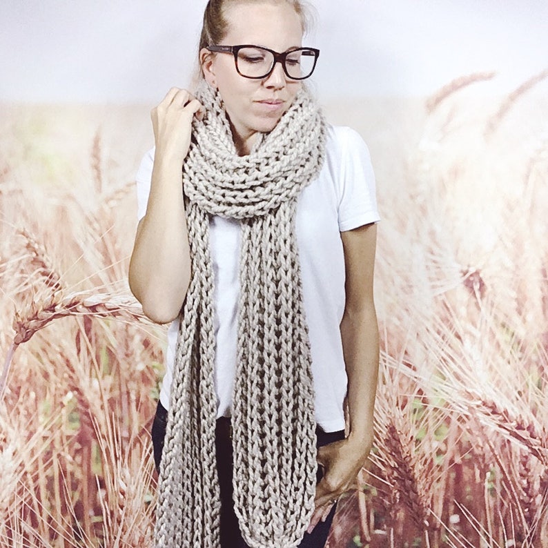 Womens Extra Long Knitted Scarf with Pom Poms Oversized Boho Etsy