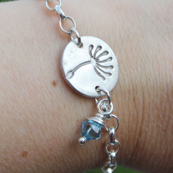 Dandelion bracelet, seed bracelet, wish bracelet, seed print bracelet, dandelion wish bracelet