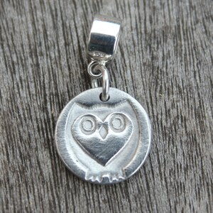 Charm gufo Pandora, ciondolo gufo d&#39;argento, ciondoli bracciale serpente, ciondolo in argento fatto a mano, ciondoli in stile pandora, ciondolo gufo compatibile pandora