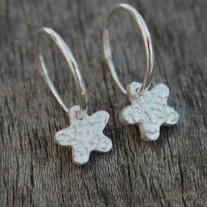 Star hoop earrings, tiny silver hoop earrings, hoop charm earrings, tiny star earrings, star jewellery, minimalist hoop earrings