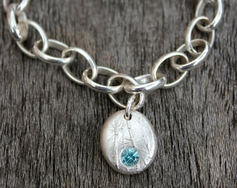 Pulsera de circonita azul con piedra de nacimiento de diciembre, pulsera de piedras preciosas azules, pulsera de cumpleaños de diciembre, joyería de circonita azul, piedras preciosas brillantes