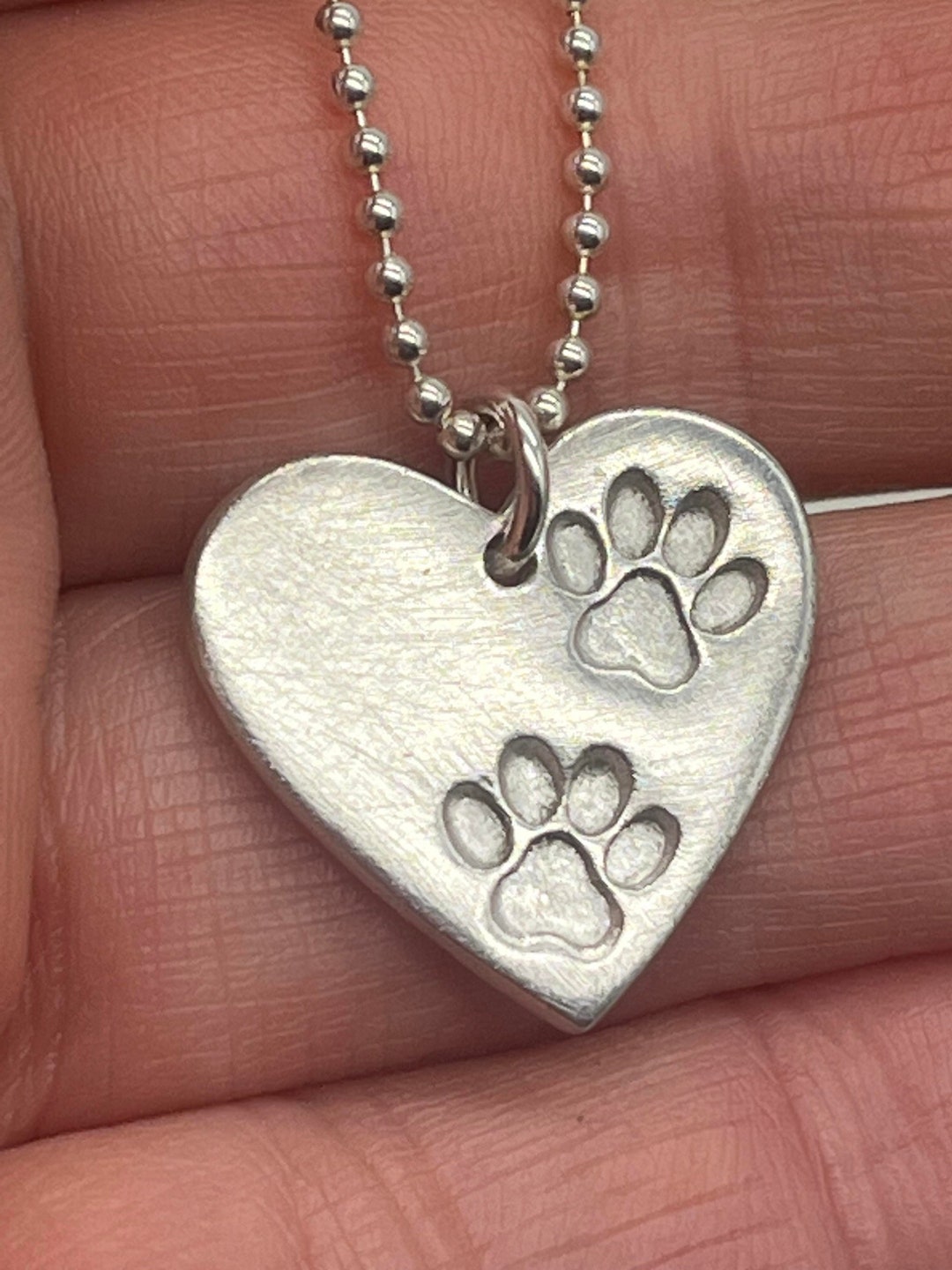 Double paw print heart pendant two paw print necklace pet - Etsy 日本