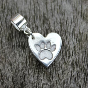 Pet loss Pandora charm, cat heart charm, dog heart charm, Pandora pet memorial charm, pet remembrance charm, cat dog memorial charm image 1