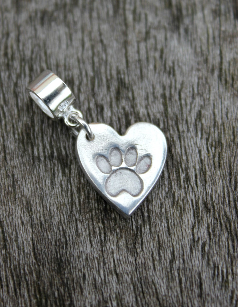 Pet loss Pandora charm, cat heart charm, dog heart charm, Pandora pet memorial charm, pet remembrance charm, cat dog memorial charm image 1