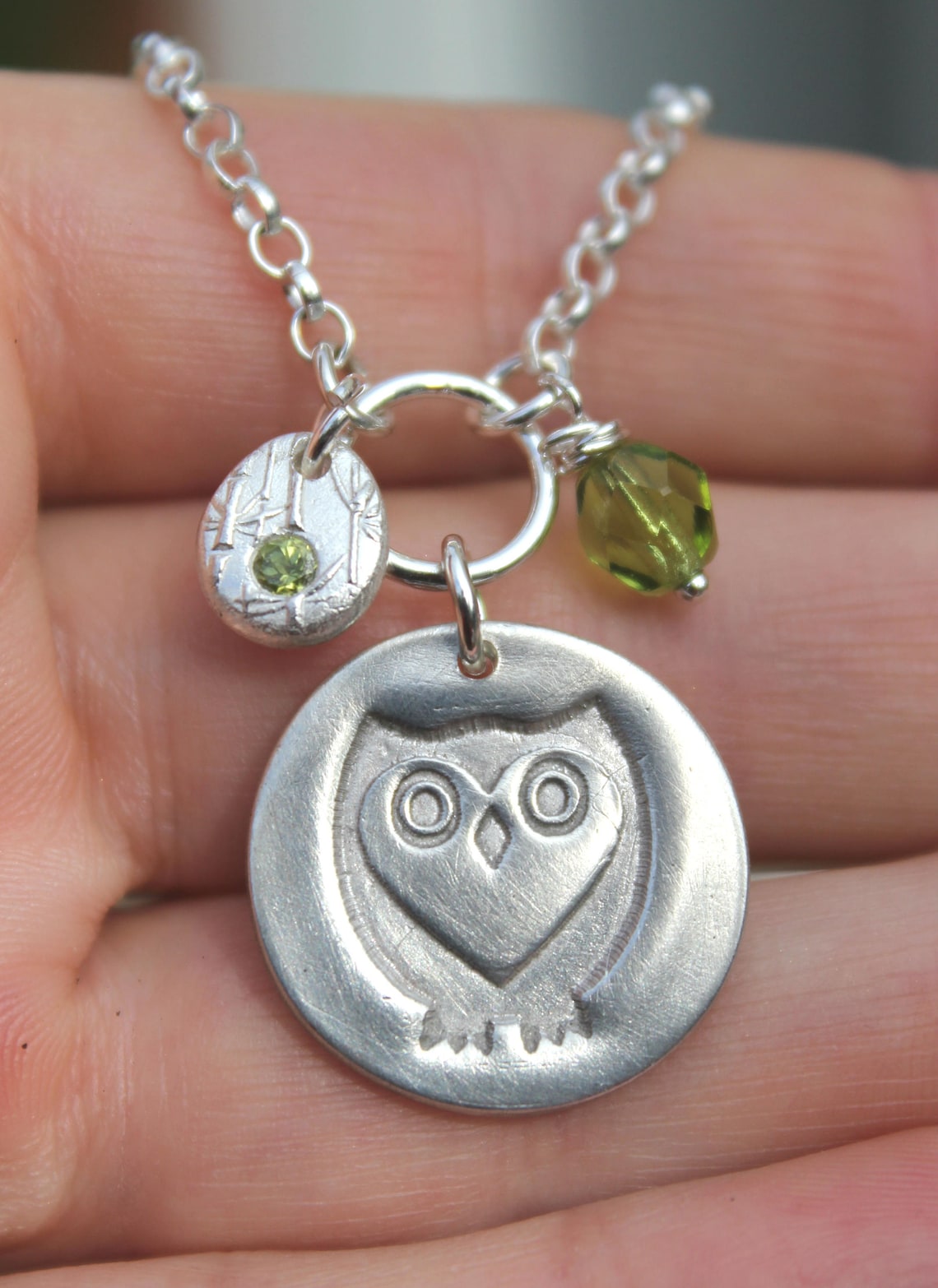 Birthstone Owl Necklace Gemstone Owl Pendant Silver Owl Etsy UK