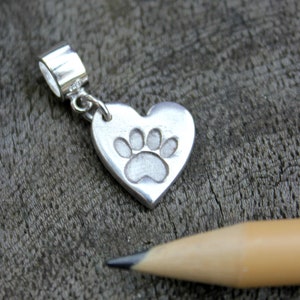 Pet loss Pandora charm, cat heart charm, dog heart charm, Pandora pet memorial charm, pet remembrance charm, cat dog memorial charm image 2