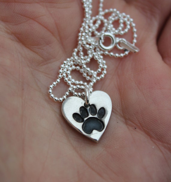 dog paw necklace silver