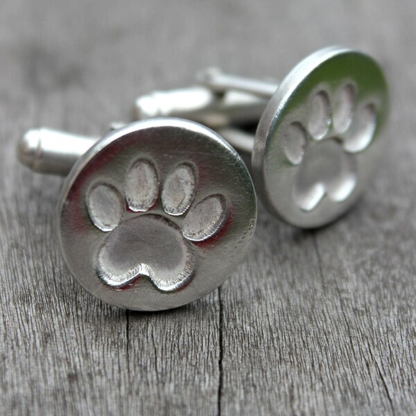 Silver paw print cufflinks, dog paw cufflinks, cat paw cufflinks, pet lover cufflinks, silver cufflinks, pet cufflinks, handmade cufflinks