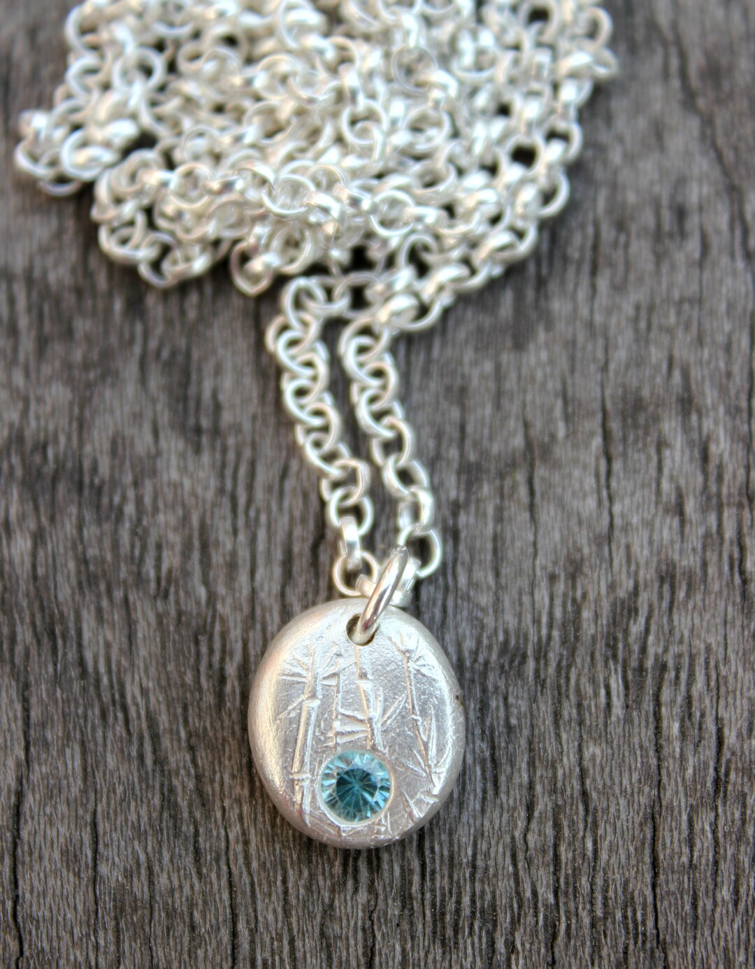 December Birthstone Zircon Pebble Pendant Blue Zircon Etsy