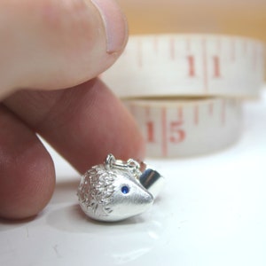 Solid silver hedgehog charm, hedgehog mom charm, christening charm, unique silver charm, custom silver charm, animal charm, animal charity image 5