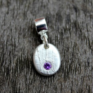 Amethyst Pandora birthstone charm, Birthstone pebble charm, silver pebble charm, February birthday charm, Birthday charm, birthstone gift