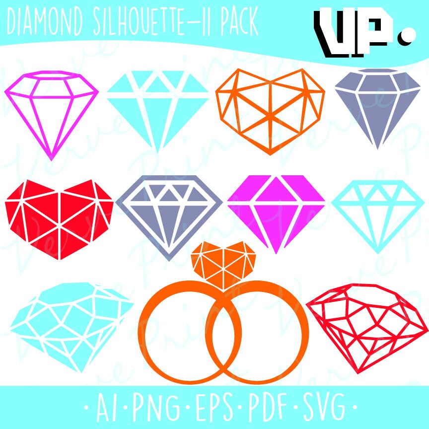Diamond Silhouette Svg Ai Eps Pdf Cutting file Diamond | Etsy