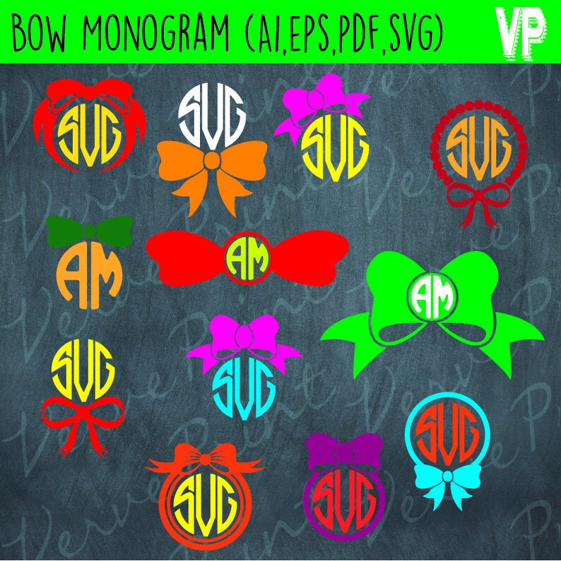 Download Bow Monogram Svg Ai Eps Pdf Bow SVG Cutting file | Etsy