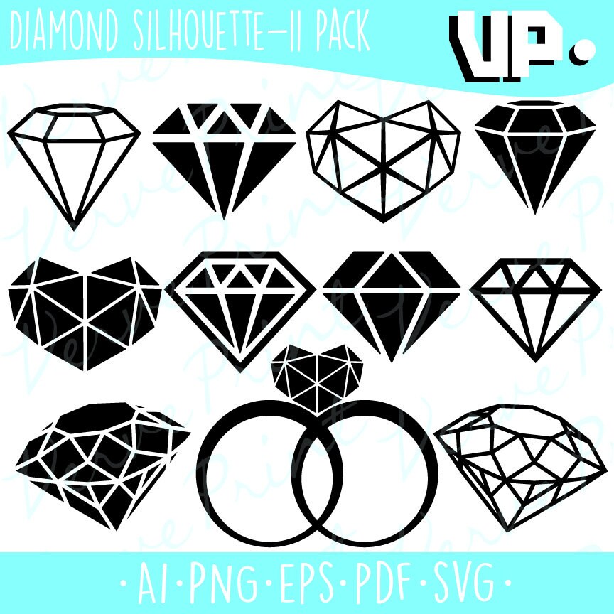 Diamond Silhouette Svg Ai Eps Pdf Cutting file Diamond | Etsy