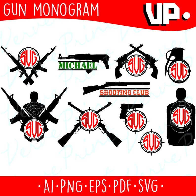 Guns Monogram Svg Riffle Gun Monogram Svg Ai Eps Pdf Png | Etsy