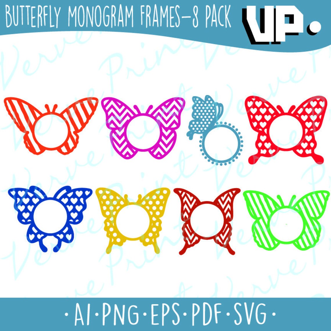 Butterfly SVG Monogram Svg Ai Eps Pdf Png Cutting File | Etsy