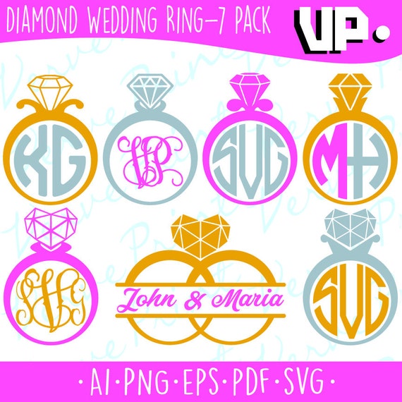 Download Diamond Wedding Ring SVG Monogram Frames Diamond Svg Ai | Etsy