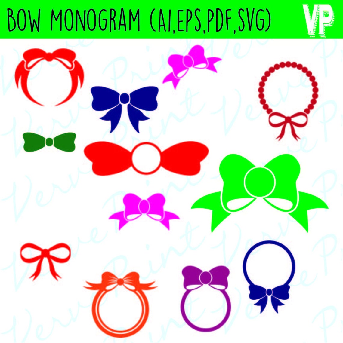 Bow Monogram Svg Ai Eps Pdf Bow SVG Cutting file | Etsy