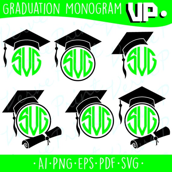 Download Graduation SVG Monogram Graduation Monogram Frame SVG Ai | Etsy