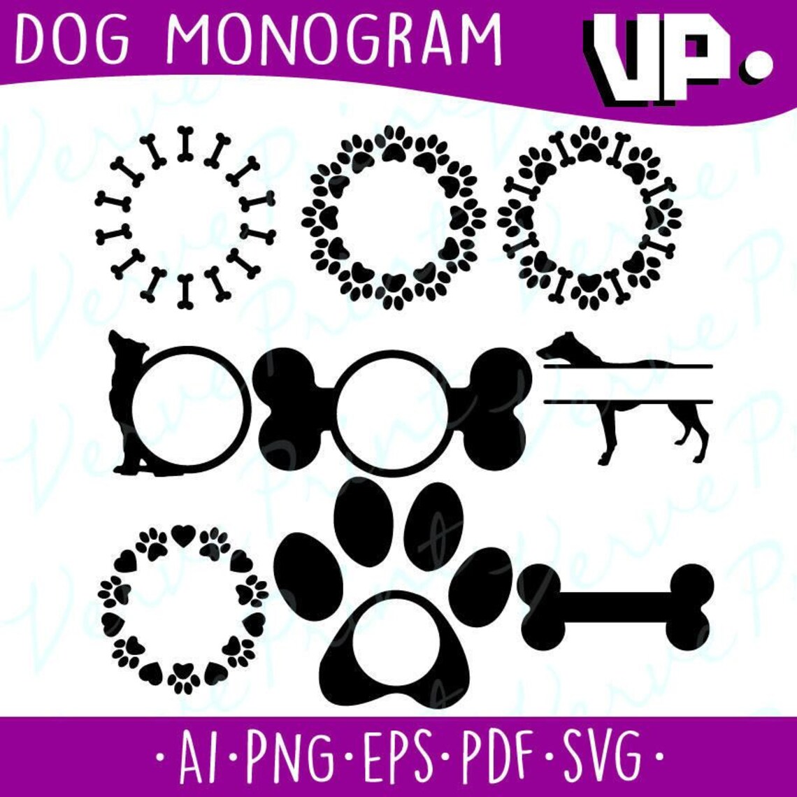 Download Dog Monogram Svg Files Coffee Svg Ai Eps Pdf Png Cutting | Etsy