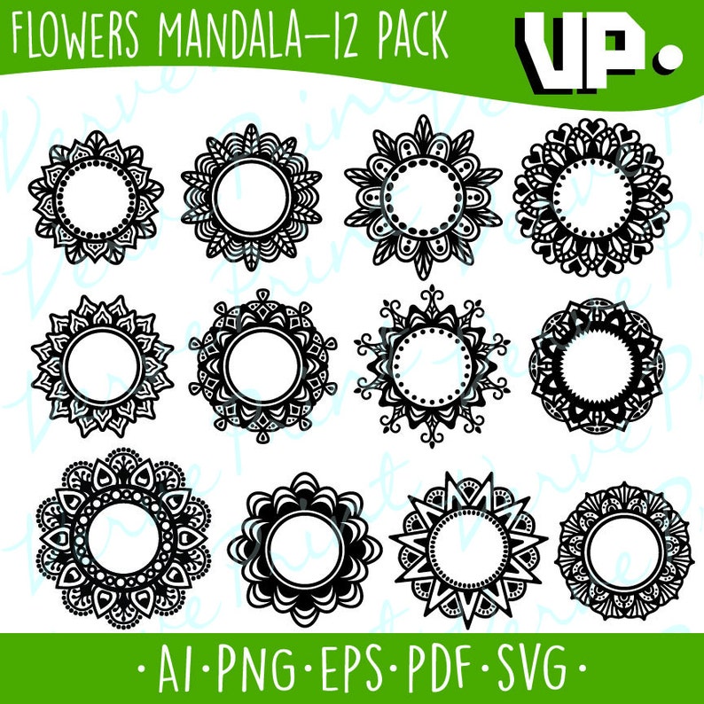 Download Flowers Mandala Svg Mandala Monogram Svg Ai Eps Pdf Png | Etsy
