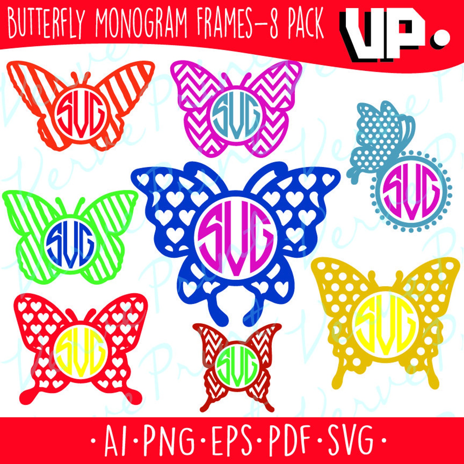 Butterfly SVG Monogram Svg Ai Eps Pdf Png Cutting File | Etsy