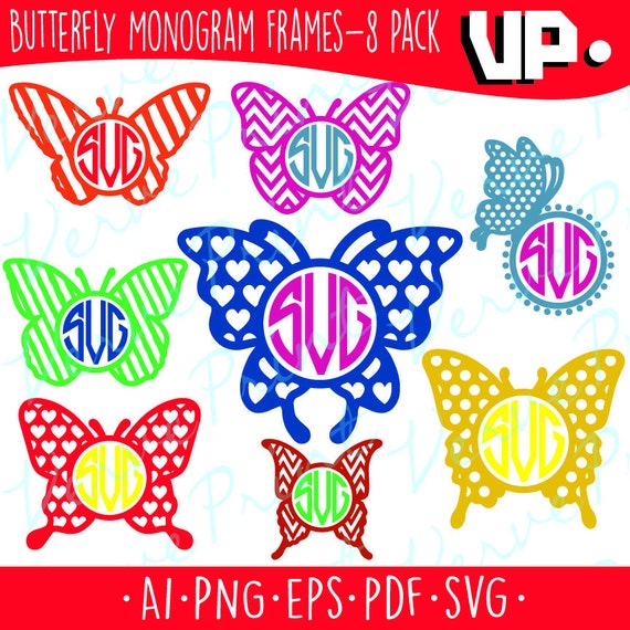 Butterfly SVG Monogram Svg Ai Eps Pdf Png Cutting File | Etsy