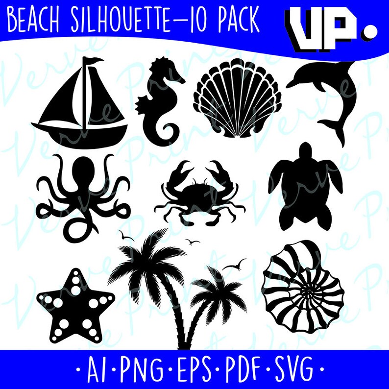 Download Beach Silhouette Svg Ai Eps Pdf Cutting file Summer SVG | Etsy