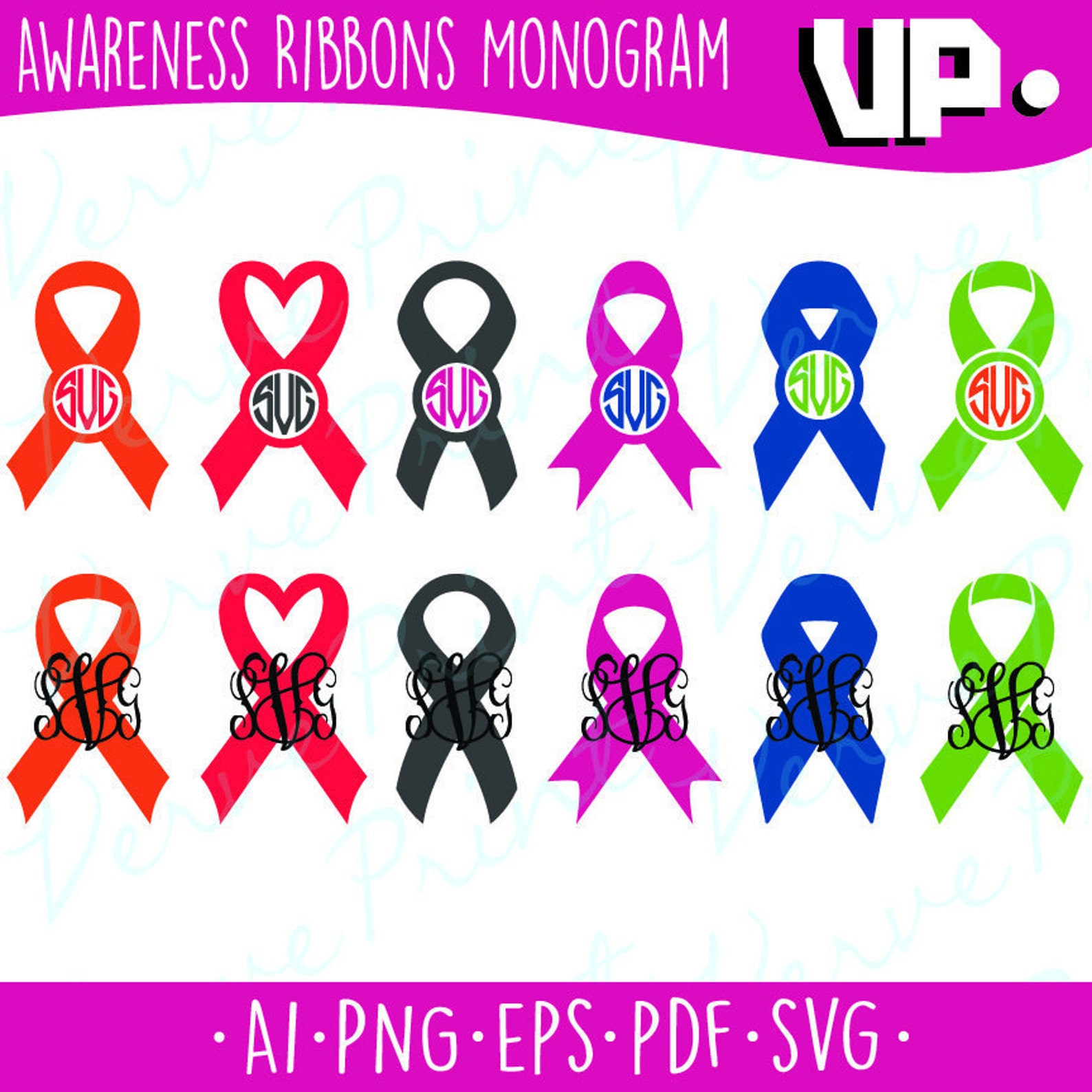 Download Awareness Ribbons Monogram Frames Svg Awareness Ribbons Svg | Etsy