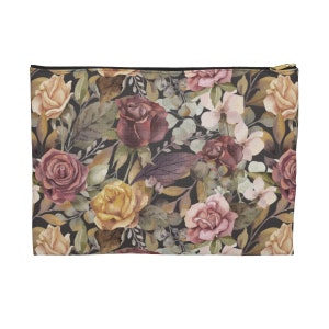 Floral Zipper Pouch, Accessory Zipper Pouch, Makeup Bag, Travel Bag, Essentials Bag, Grab and Go Bag, Toiletry Bag, Gift for Her