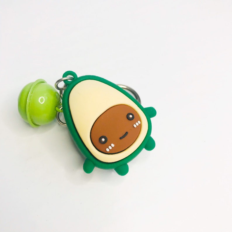 green keychain Cute Avocado key chain bell keychain fun keychain cute keychain