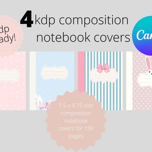 KDP Cover Template, Composition Notebook Cover Editable, Canva Template, Cute kdp Covers