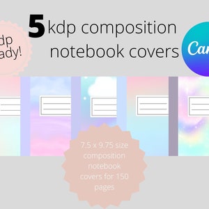 KDP Cover Template, Composition Notebook Cover Editable, Canva Template