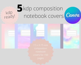 KDP Cover Template, Composition Notebook Cover Editable, Canva Template