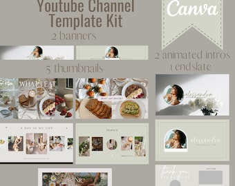Estetiskt Youtube-kanalkit, Youtube-mallkit, Youtube-banner, Youtube-animerad introduktion, Youtube-kanalkonst, Youtube-miniatyrbild