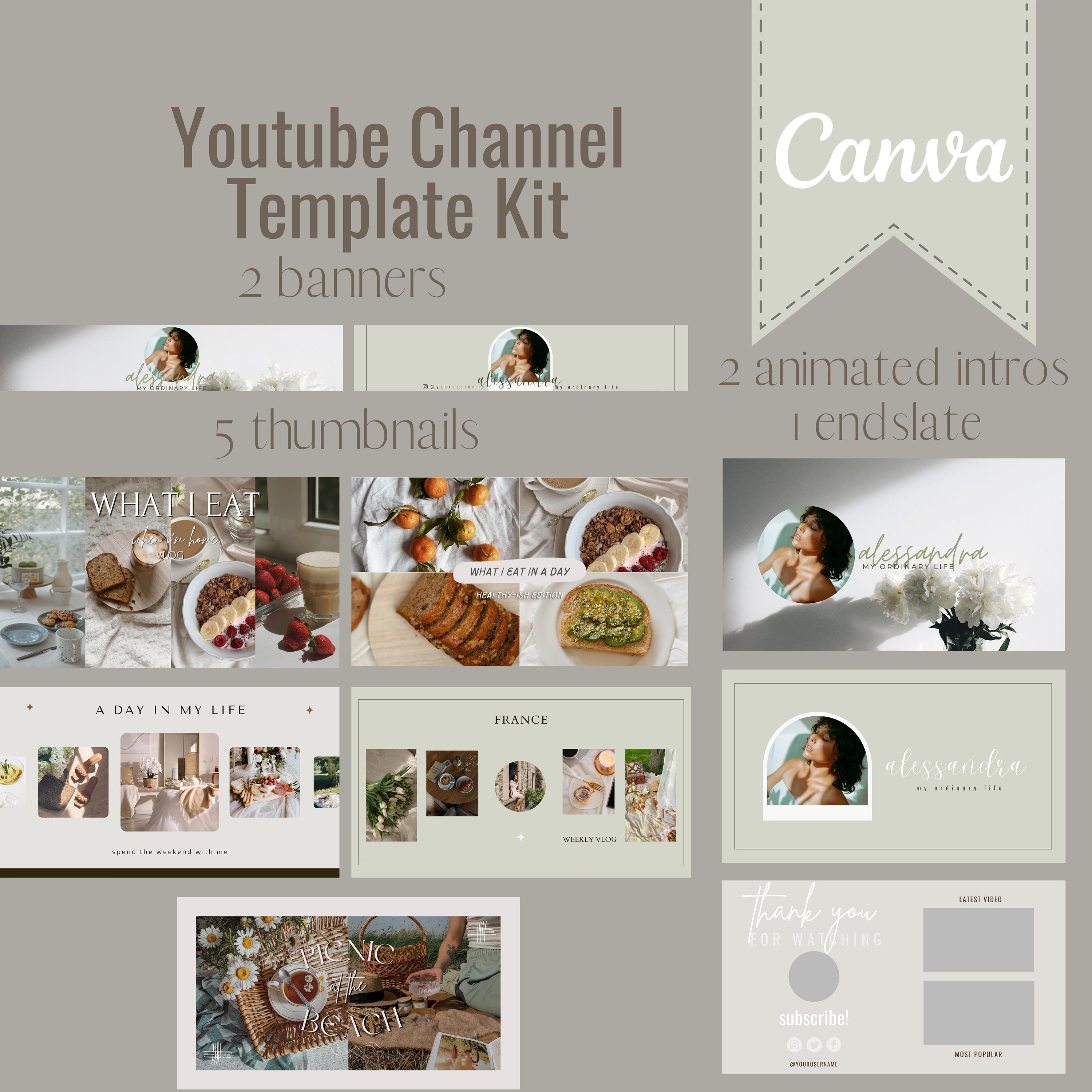 Aesthetic Youtube Channel Kit, Youtube Template Kit, Youtube Banner ...