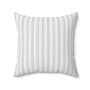 Grey and White Stripe Pillow Cover, Classic Farmhouse Zippered Throw Pillow Case Cushion Cover, Modern Farmhouse Decor