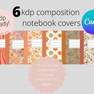 KDP Cover Template, Composition Notebook Cover Editable, Canva Template