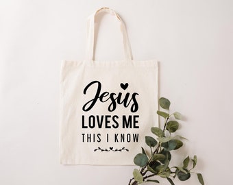 Jesús me ama esta bolsa de mano que conozco, bolsa de mano cristiana, bolsa de mano de la Biblia, bolsa de mano de Jesús