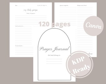 KDP Ready Prayer Journal 6x9 Interior Imprimible y Editable, Oración Imprimible, Diario de Oración Canva, Diario Cristiano