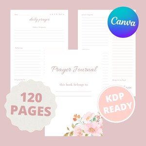 KDP Prayer Journal Interior Printable and Editable, Daily Prayer Journal