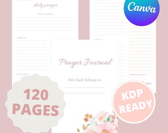 Diario de oración KDP Interior imprimible y editable, Diario de oración diario