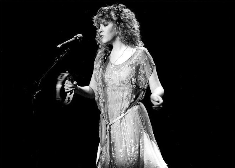 Stevie Nicks of Fleetwood Mac 8x12 Live Concert B&W Photo Custom Edit