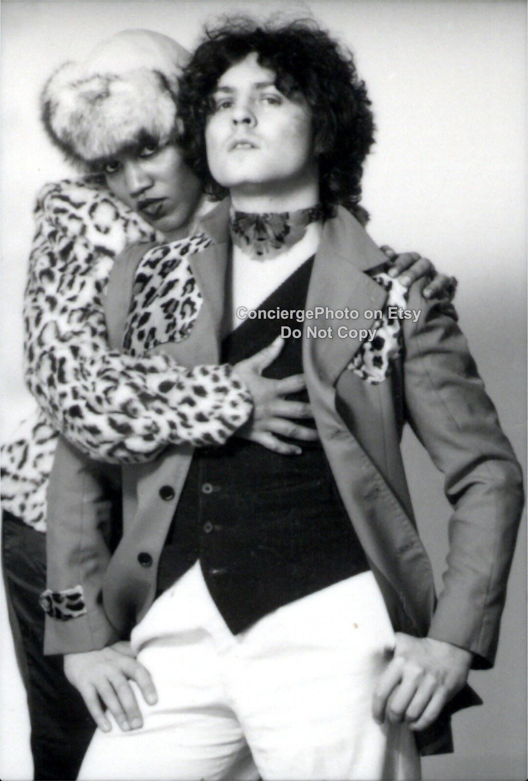 T. Rex Marc Bolan and Gloria Jones Posed Photo 8 X 12 Black & White Photo Photograph Custom Edit