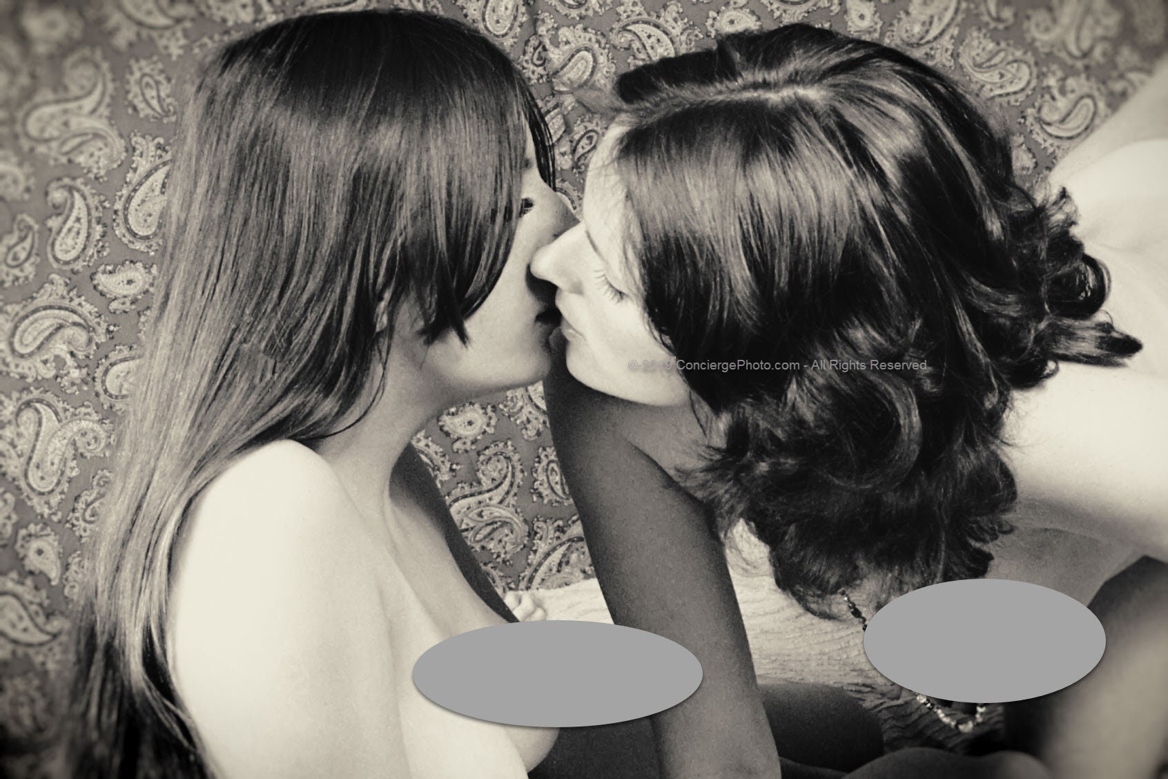 Vintage Mature 1970s Risque Photo 8x12 Bisexual Lesbian Couple