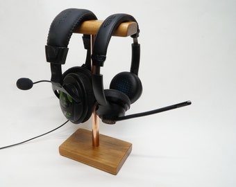 Double Headphone Stand made of Cherry and Copper