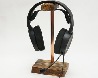 Wood Headphone Stand, Headphone Holder, Docking Station, Desk